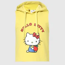 KIDS ONLY Yellow Printed Hoodie-image-0