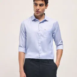 The Bear House Blue Tailored fit Textured Shirt-image-58