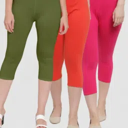 Gracit Green & Orange Mid Rise Capris - Pack Of 3-picture-16