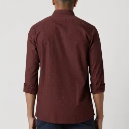 Peter England Maroon Slim Fit Printed Shirt image 2