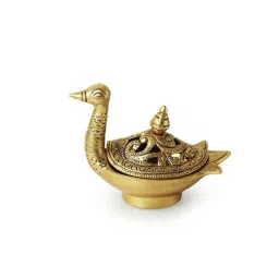 ExclusiveLane Golden Brass Swan Dhoop Dani Handcarved Incense Burner image 3