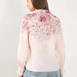 Vero Moda Pink & White Regular Fit Floral Print Top image 2