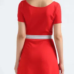 Tommy Hilfiger Deep Crimson Solid Flaired Fit Dresses image 2