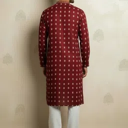 BAESD Ethnic Motifs Mandarin Collar Pure Cotton Straight Kurta With Pyjamas image 3