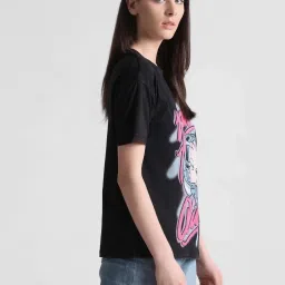 Only Black Cotton Graphic Print T-Shirt image 3