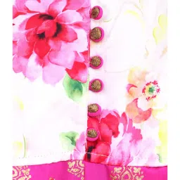 TWISHA Kids Off White & Pink Floral Print Jumpsuit image 3