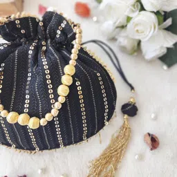 LABEL KANUPRIYA Embellished Potli Clutch image 3