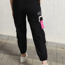 Hubberholme Black Cotton Graphic Print Joggers image 2