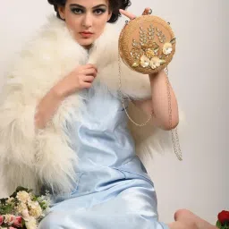 Odette Brown & White Embellished Sling Handbag image 2