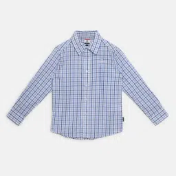 Beverly Hills Polo Club Kids White & Blue Checks Full Sleeves Shirt-picture-36