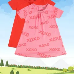 MINIKLUB Kids Red & Pink Printed Dress (Pack Of 2)-picture-29