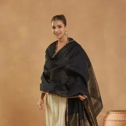 Fabindia Black Silk Dupatta image 3