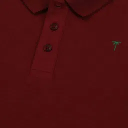 Palm Tree Kids Maroon Cotton Regular Fit Polo T-Shirt image 3