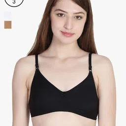 Leading Lady Pack of 3 Non-Padded Cut & Sew T-shirt With Full Coverage Bras COOL-3-BLK-SKN-image-13