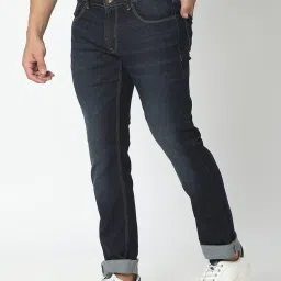 Spykar Dark Blue Lightly Washed Regular Fit Jeans image 3