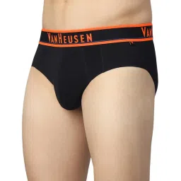 Van Heusen Regular Fit Colour Fresh Neon Elasticized Waistband Briefs - Pure Black W Neon Orange image 3