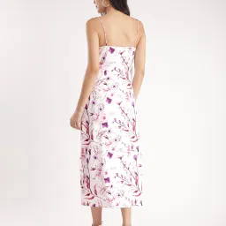 Fablestreet White & Pink Floral Print Midi Dress image 2