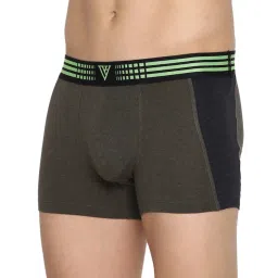 Van Heusen Regular Fit Anti Bacterial Colour Fresh Solid Trunks - Olive Melange W Anthra Melange image 3