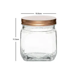 White Gold Transparent & Golden Glass Storage Jar With Metal Lid (0.6 L) - Set of 4 image 3
