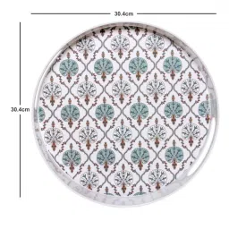 Goodhomes White & Green Melamine Round Serving Tray image 3