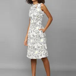Allen Solly White Printed A-Line Dress image 3