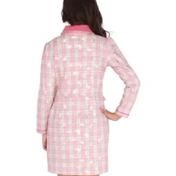 Cutecumber Kids Pink Check Full Sleeves Dress with Sling Bag image 2