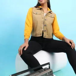 Campus Sutra Yellow Cotton Jacket image 3