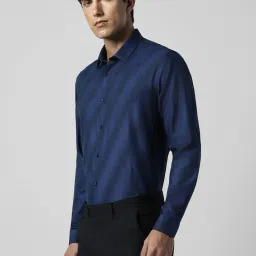 van heusen V Dot Navy Slim Fit Colour Block Shirt image 3