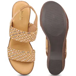 Inc.5 Women's Dark Beige Sling Back Wedges image 3