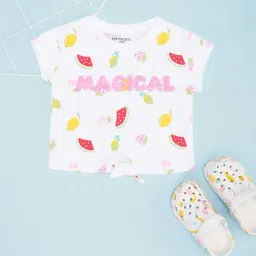 Pantaloons Junior Girls Snow White Cotton Printed T-Shirts-image-40