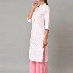 Aurelia Pink Cotton Embroidered Straight Kurta image 3