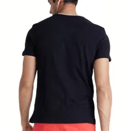 celio Celio* Black Cotton Regular Fit Henley T-Shirt image 2