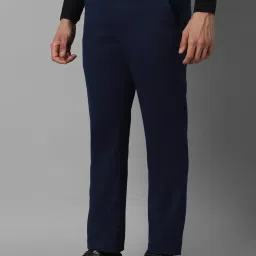 Louis Philippe Navy Slim Fit Checks Trousers image 3