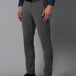 Louis Philippe Sport Grey Slim Fit Texture Trousers image 3
