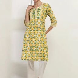 Rangriti Yellow Floral Kurtas-picture-24