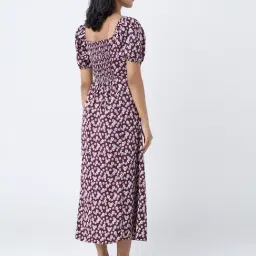 LOV by Westside Plum Floral Detailed A-Line Dress image 2