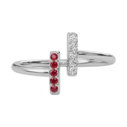 SHINE ETERNAL Lab Grown Diamond 18k (750) White Gold Linear Ruby Open Ring for Women-picture-27