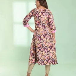 CHARUKRITI Purple Printed A Line Kurta image 2