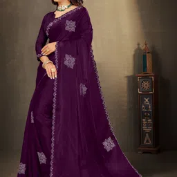 URU FASHION Ethnic Motifs Sequinned Art Silk Heavy Work Saree image 2