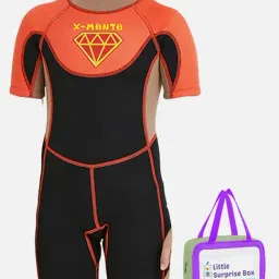 Little Surprise Box Kids Orange Printed Swimsuit with Swim Bag-picture-6