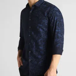 Simon Carter London Navy Printed Slim Fit Shirt image 3