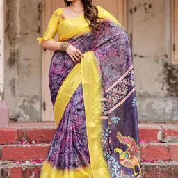 ALMAARI FASHION Ethnic Motifs Printed Jamdani Saree image 4