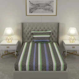 Raymond Home Delight Grey 104 TC Cotton Single Bedsheet with 1 Pillow Cover image 2