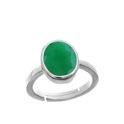 RRVGEM Panna Stone Silver Plated Adjustable 12.50 KT Rashi Ratna Finger Ring image 2