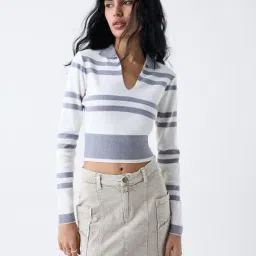nuon women Nuon by Westside White Striped T-Shirt-picture-21