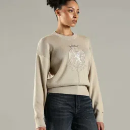 Tommy Hilfiger Beige Cotton Regular Fit Logo Printed Sweatshirt image 4