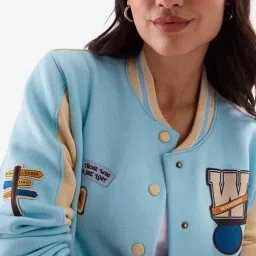 The Souled Store Blue & Beige Cotton Printed Jacket image 4