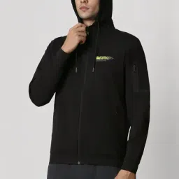 Van Heusen Black Regular Fit Hooded Jacket image 5