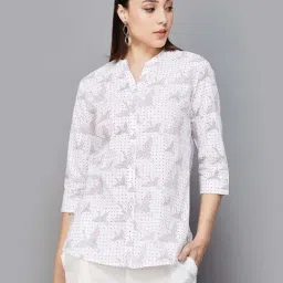 Melange by Lifestyle White Cotton Printed Tunic-image-37