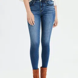 American Eagle Outfitters Dark Blue Mid Rise Jeans-image-5